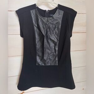 French Connection Black Top with Leather Panel
